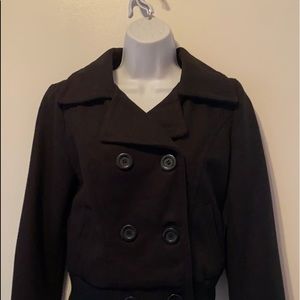 New Look Double Breasted Pea Coat/Jacket, Black, S